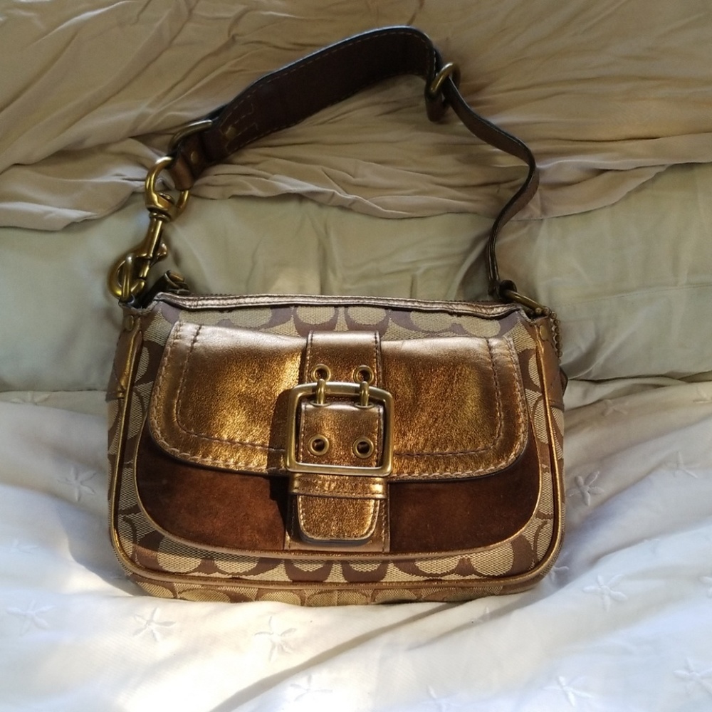 Small gold Coach bag